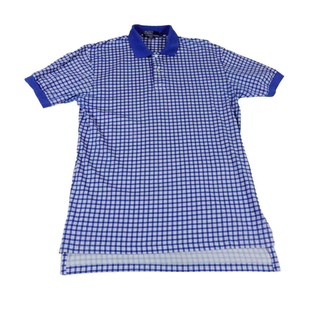 Ralph Lauren Vintage Plaid Made USA Golf Polo Shirt Men's Medium